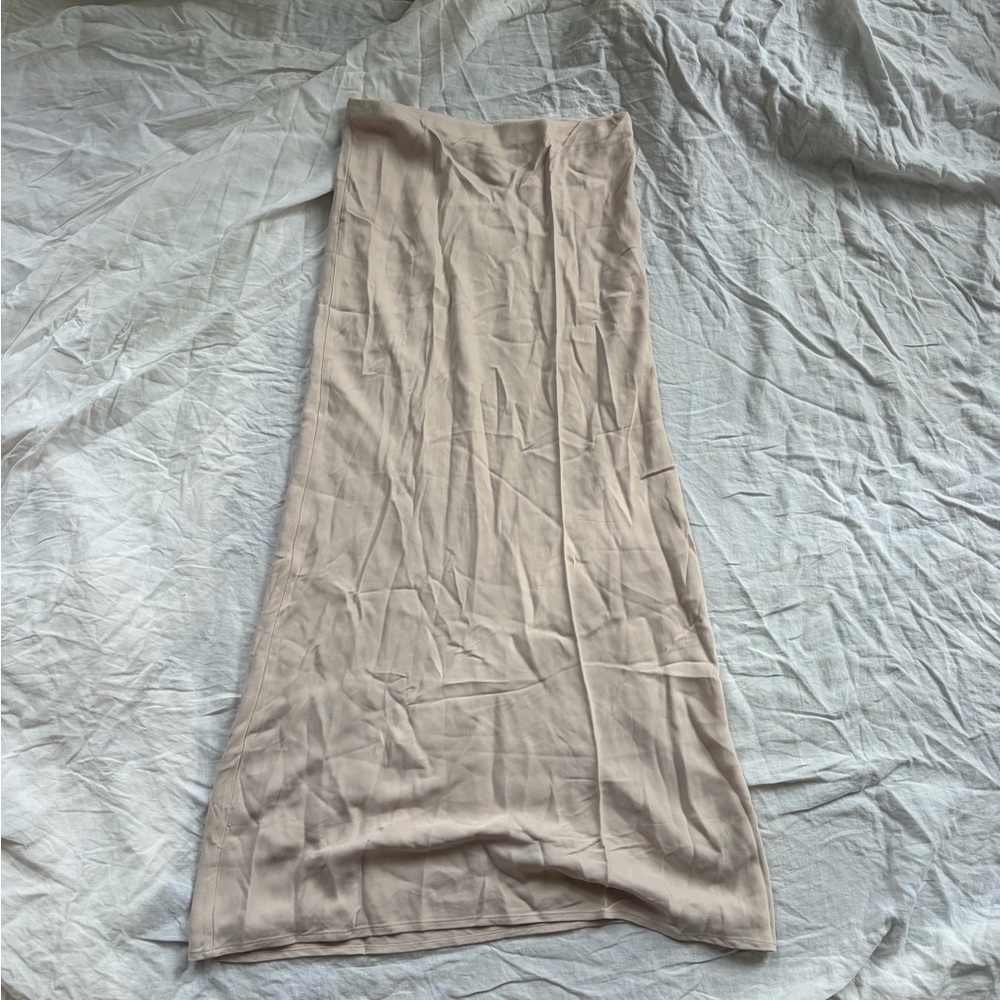Anthropologie Light Beige Maxi Slip Skirt